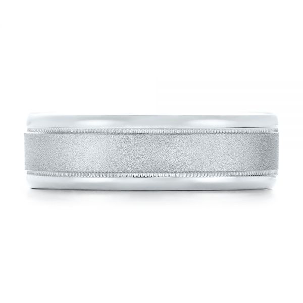 14k White Gold Sandblasted Men's Wedding Band - Top View - 103020