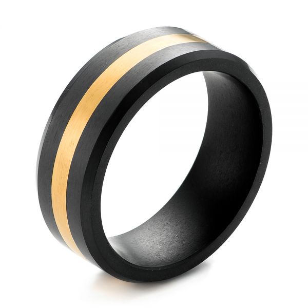 Solid Diamond 24k Yellow Gold Inlay Wedding Band - Image