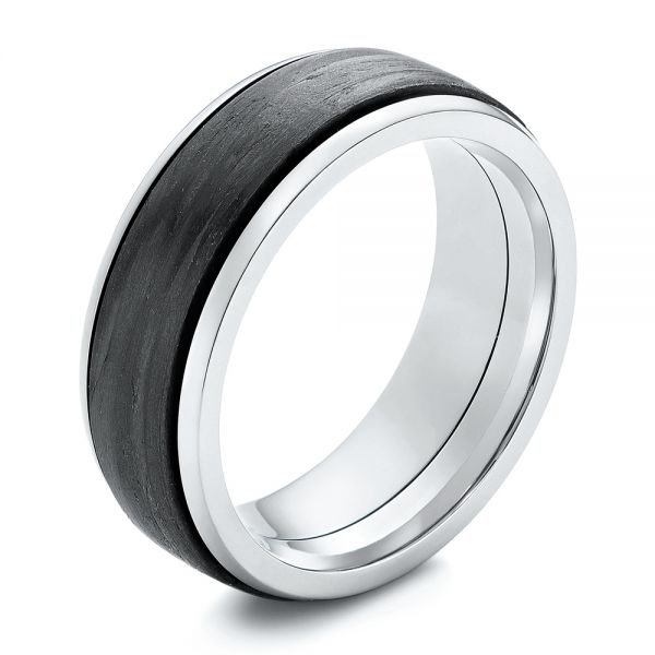 Carbon Fiber Men's Wedding Ring - Three-Quarter View -  105887