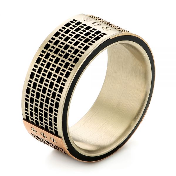 Tricolor Wedding Ring - Three-Quarter View -  103860