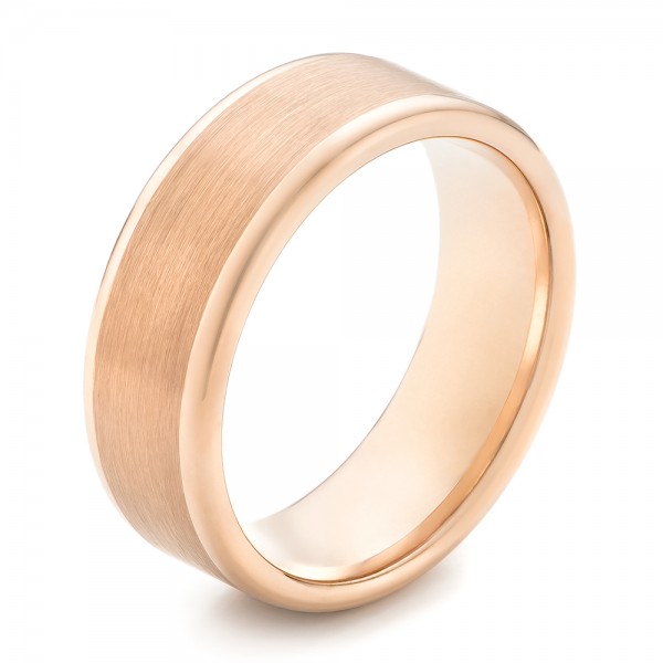 Rose Tungsten Satin Finish Men's Wedding Band - Three-Quarter View -  102681