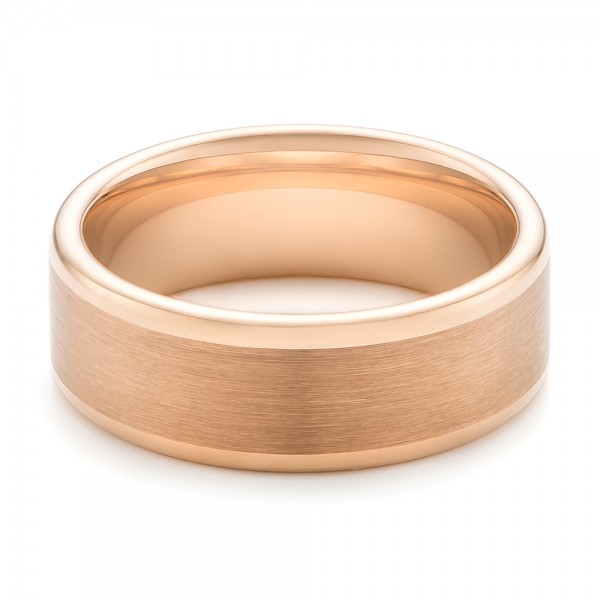 Rose Tungsten Satin Finish Men's Wedding Band - Flat View -  102681