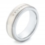 Tungsten And Silver Inlay Men's Wedding Band - Three-Quarter View -  102685 - Thumbnail