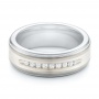 Tungsten And Silver Inlay Men's Wedding Band - Flat View -  102685 - Thumbnail