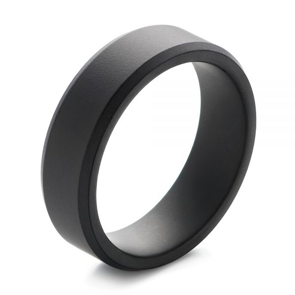 Tungsten Raw Black Beveled Edge Band - Three-Quarter View -  105303