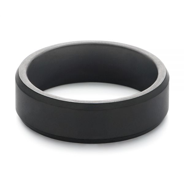 Tungsten Raw Black Beveled Edge Band - Flat View -  105303