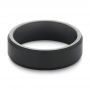 Tungsten Raw Black Beveled Edge Band - Flat View -  105303 - Thumbnail