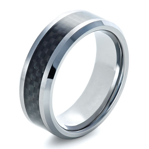 Tungsten Ring With Carbon Fiber Finish - Three-Quarter View -  1350