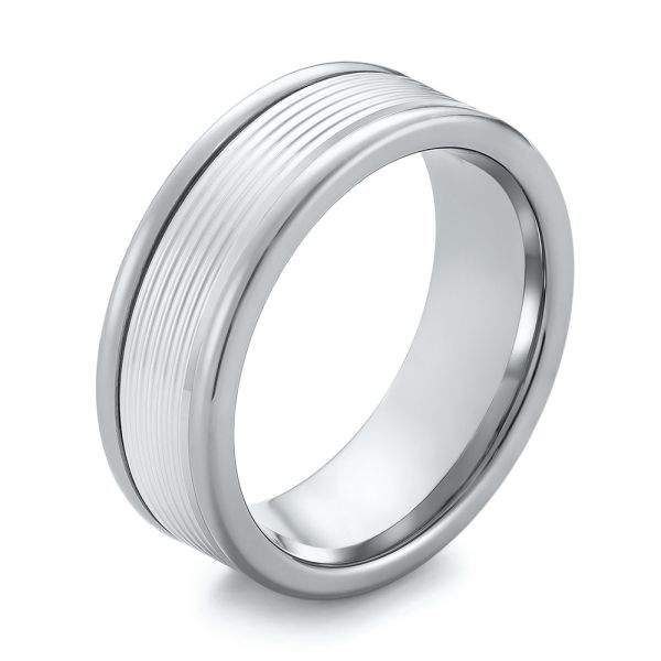 Tungsten and White Gold Men's Wedding Band - Image