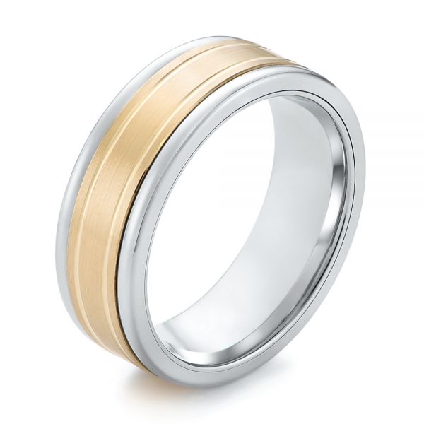 Tungsten and Yellow Gold Men's Wedding Band - Image