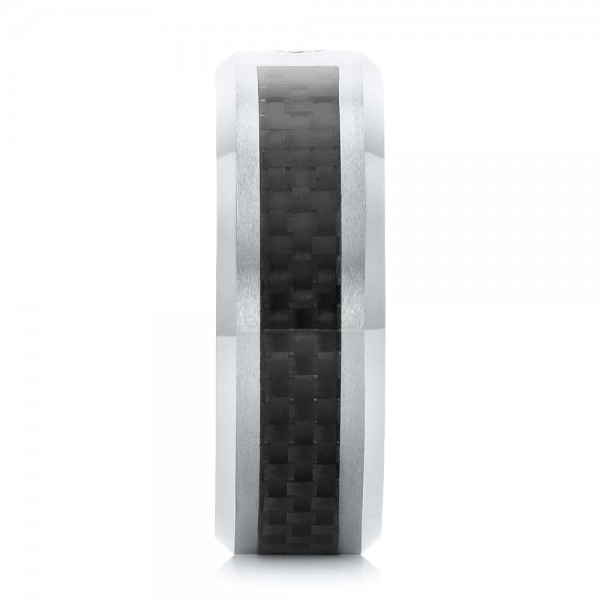 Tungsten And Black Carbon Fiber Diamond Men's Band - Side View -  102684