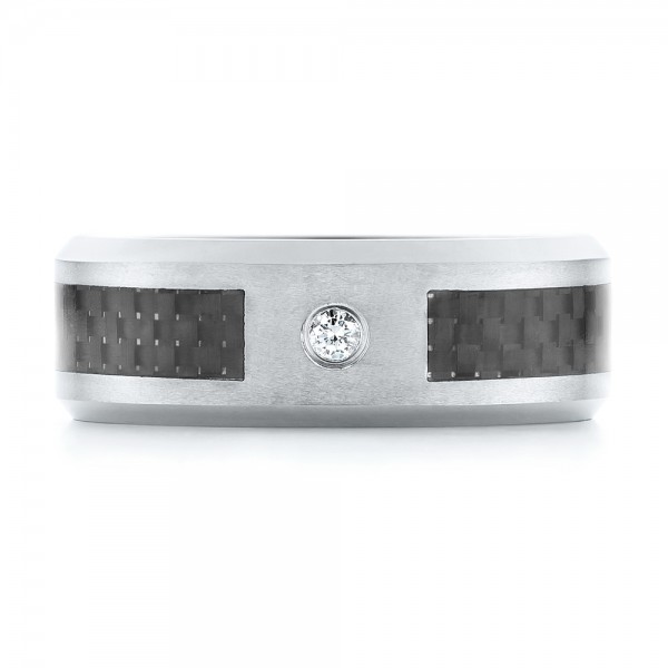 Tungsten And Black Carbon Fiber Diamond Men's Band - Top View -  102684