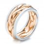 14k Rose Gold And Platinum 14k Rose Gold And Platinum Two-tone Braided Men's Band - Three-Quarter View -  101635 - Thumbnail