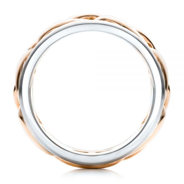 18k Rose Gold And 14K Gold 18k Rose Gold And 14K Gold Two-tone Braided Men's Band - Front View - 101635