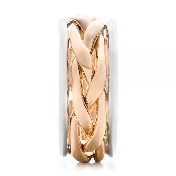 18k Rose Gold And Platinum 18k Rose Gold And Platinum Two-tone Braided Men's Band - Side View -  101635