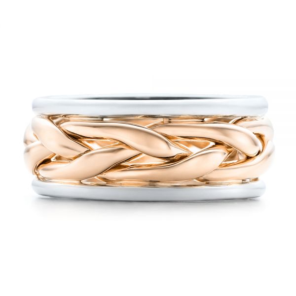 18k Rose Gold And 14K Gold 18k Rose Gold And 14K Gold Two-tone Braided Men's Band - Top View -  101635