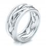 14k White Gold And Platinum 14k White Gold And Platinum Two-tone Braided Men's Band - Three-Quarter View -  101635 - Thumbnail