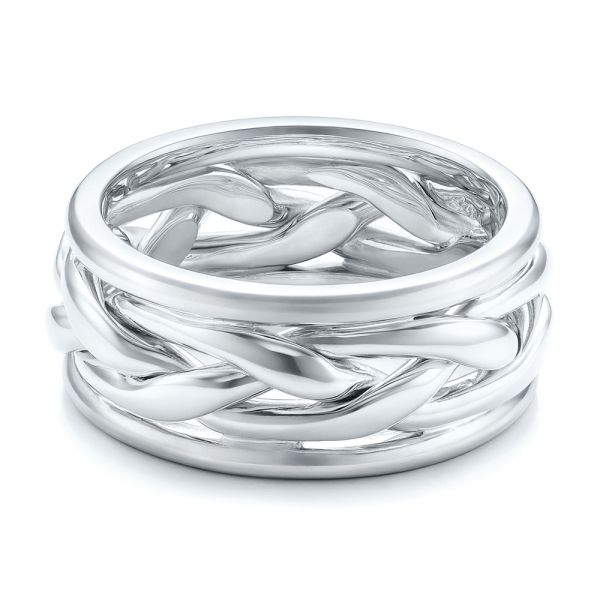 Platinum And Platinum Platinum And Platinum Two-tone Braided Men's Band - Flat View - 101635