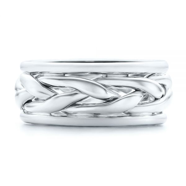 Platinum And Platinum Platinum And Platinum Two-tone Braided Men's Band - Top View - 101635