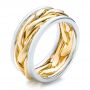 18k Yellow Gold And Platinum Two-tone Braided Men's Band - Three-Quarter View -  101635 - Thumbnail