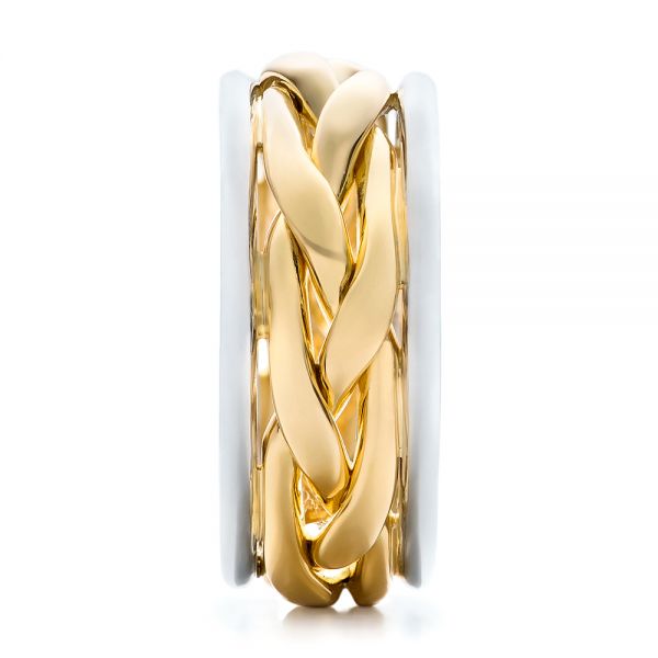14k Yellow Gold And 14K Gold 14k Yellow Gold And 14K Gold Two-tone Braided Men's Band - Side View -  101635