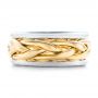 18k Yellow Gold And Platinum Two-tone Braided Men's Band - Top View -  101635 - Thumbnail