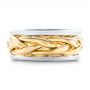 18k Yellow Gold And Platinum Two-tone Braided Men's Band - Top View -  101635 - Thumbnail