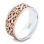  18K Gold And 18k Rose Gold Two-tone Filigree Men's Wedding Band - Three-Quarter View -  102568 - Thumbnail