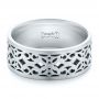  Platinum And 14k White Gold Platinum And 14k White Gold Two-tone Filigree Men's Wedding Band - Flat View -  102568 - Thumbnail