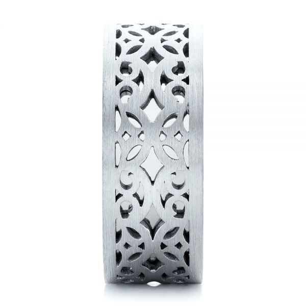 Platinum And 14k White Gold Platinum And 14k White Gold Two-tone Filigree Men's Wedding Band - Side View - 102568