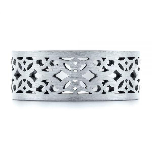 Platinum And 14k White Gold Platinum And 14k White Gold Two-tone Filigree Men's Wedding Band - Top View - 102568