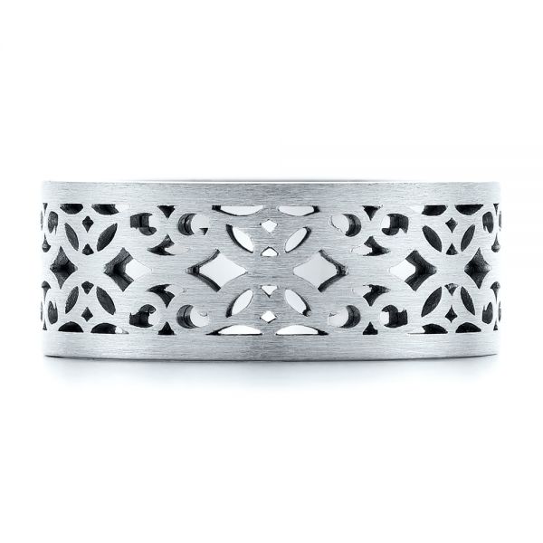  Platinum And 18k White Gold Platinum And 18k White Gold Two-tone Filigree Men's Wedding Band - Top View -  102568