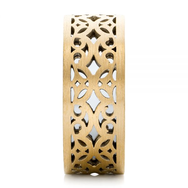 Platinum And 14k Yellow Gold Platinum And 14k Yellow Gold Two-tone Filigree Men's Wedding Band - Side View - 102568