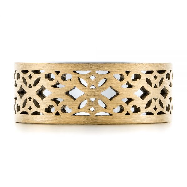 Platinum And 14k Yellow Gold Platinum And 14k Yellow Gold Two-tone Filigree Men's Wedding Band - Top View - 102568