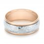 14k Rose Gold And Platinum 14k Rose Gold And Platinum Two-tone Hammered Men's Wedding Band - Flat View -  103024 - Thumbnail