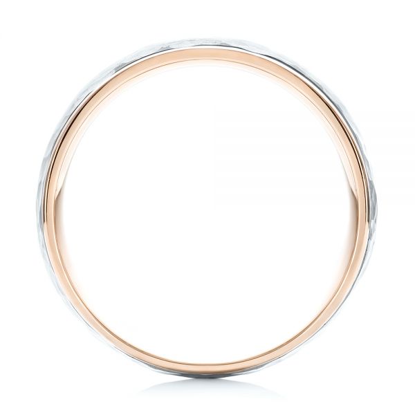 14k Rose Gold And 14K Gold Two-tone Hammered Men's Wedding Band - Front View -  103024