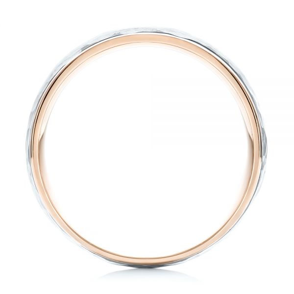 14k Rose Gold And 14K Gold Two-tone Hammered Men's Wedding Band - Front View - 103024