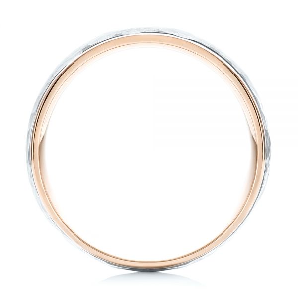 18k Rose Gold And Platinum 18k Rose Gold And Platinum Two-tone Hammered Men's Wedding Band - Front View -  103024