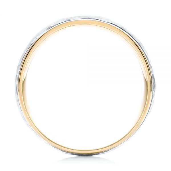 14k Yellow Gold And 14K Gold 14k Yellow Gold And 14K Gold Two-tone Hammered Men's Wedding Band - Front View -  103024