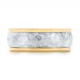 18k Yellow Gold And Platinum 18k Yellow Gold And Platinum Two-tone Hammered Men's Wedding Band - Top View -  103024 - Thumbnail