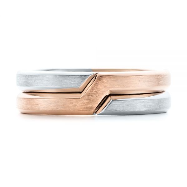 18k Rose Gold And Platinum 18k Rose Gold And Platinum Two-tone Men's Wedding Band - Top View -  102603