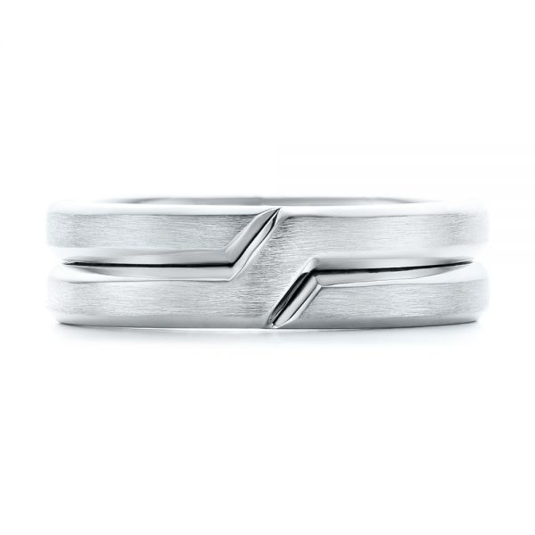 18k White Gold And Platinum 18k White Gold And Platinum Two-tone Men's Wedding Band - Top View -  102603