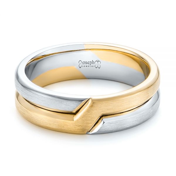 18k Yellow Gold And Platinum 18k Yellow Gold And Platinum Two-tone Men's Wedding Band - Flat View -  102603