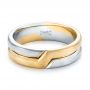 18k Yellow Gold And Platinum 18k Yellow Gold And Platinum Two-tone Men's Wedding Band - Flat View -  102603 - Thumbnail