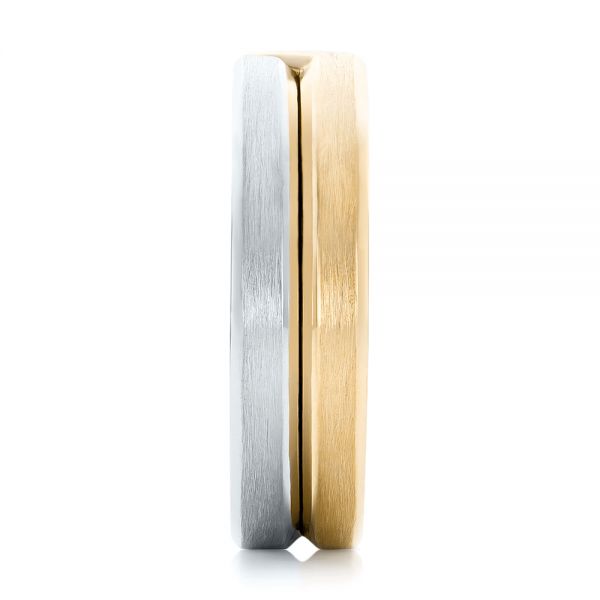 18k Yellow Gold And Platinum 18k Yellow Gold And Platinum Two-tone Men's Wedding Band - Side View - 102603