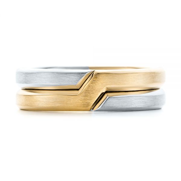 18k Yellow Gold And Platinum 18k Yellow Gold And Platinum Two-tone Men's Wedding Band - Top View -  102603