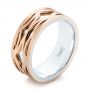  Platinum And 14k Rose Gold Platinum And 14k Rose Gold Two-tone Filigree Men's Band - Three-Quarter View -  103127 - Thumbnail