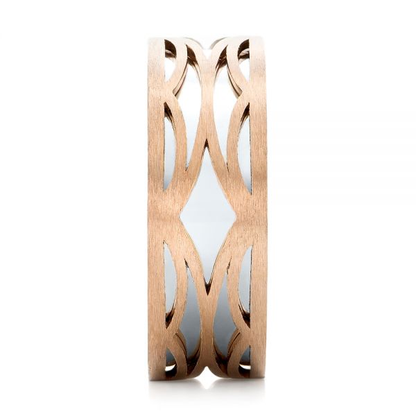 14K Gold And 14k Rose Gold Two-tone Filigree Men's Band - Side View - 103127