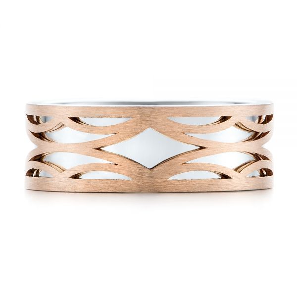 14K Gold And 14k Rose Gold Two-tone Filigree Men's Band - Top View - 103127