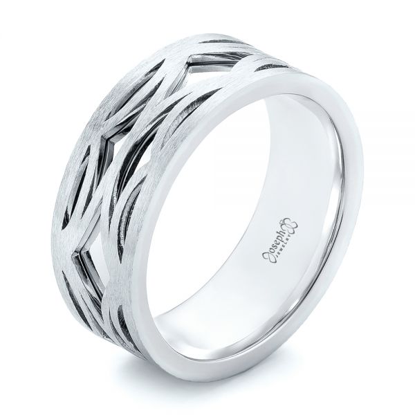  Platinum And Platinum Platinum And Platinum Two-tone Filigree Men's Band - Three-Quarter View -  103127